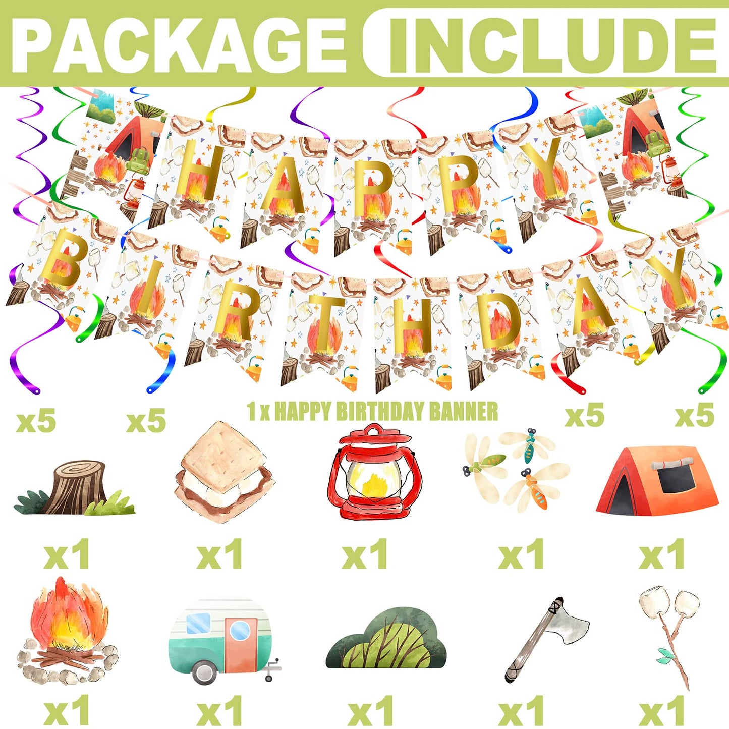 Bonbeedesign Camping Party Supplies, Camping Party Decoration, Camping Party Favors (Camping Party Decor)