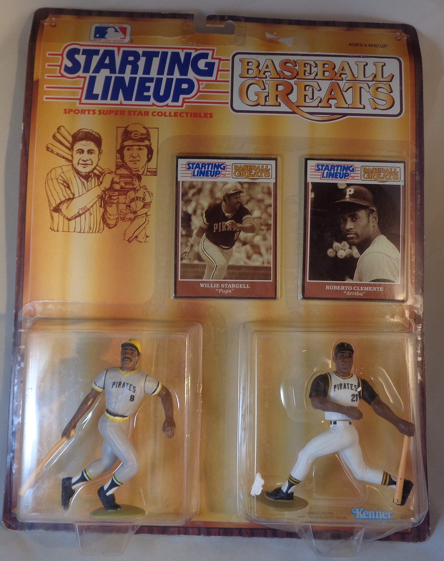 Starting Lineup Baseball Greats Figures - Willie Stargell & Roberto Clemente, Small, Plastic