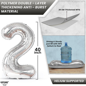 Katchon, 3Pc 40' & 18' Silver Star & Number 2025 Graduation Balloons - Helium Supported, Metallic Finish, Ideal For Graduation Decorations 2025, Children