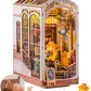 ROBOTIME DIY Book Nook Kit Holiday Caf  , 3D Wooden Puzzle Miniature Coffee Shop with LED Light, Creative Bookshelf Decor Dioram