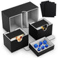 Card Deck Box Fit For Mtg Commander Deck Box With Dice Tray Fits 200+ Double Sleeved Cards, Pu Leather Double Card Deck Box With Card Dividers And Dice