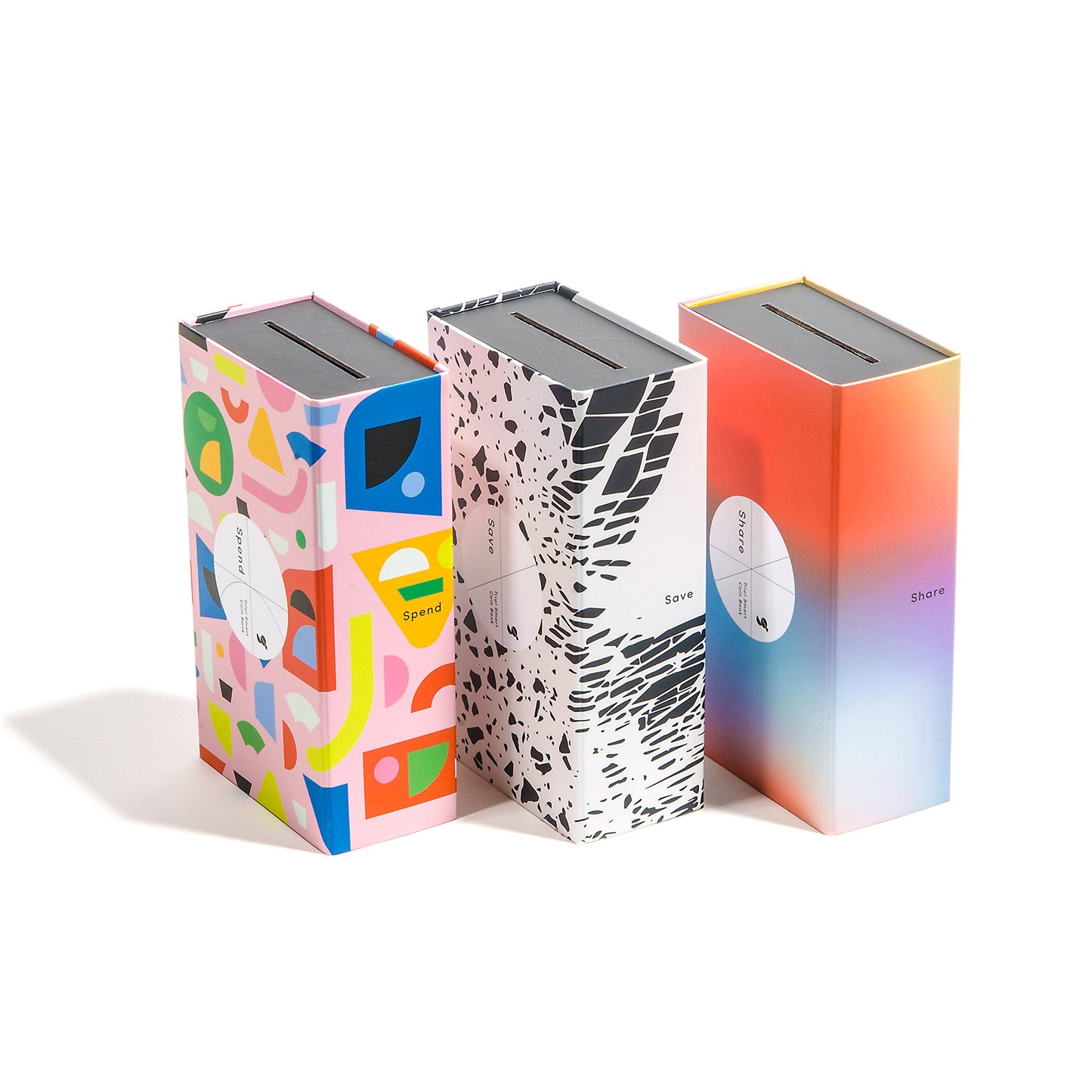 Giantsuper Trio! Smart Coin Bank - 3-in-1 Money-Wise Educational Piggy Bank in Black and White, Gradient, Primary Colors