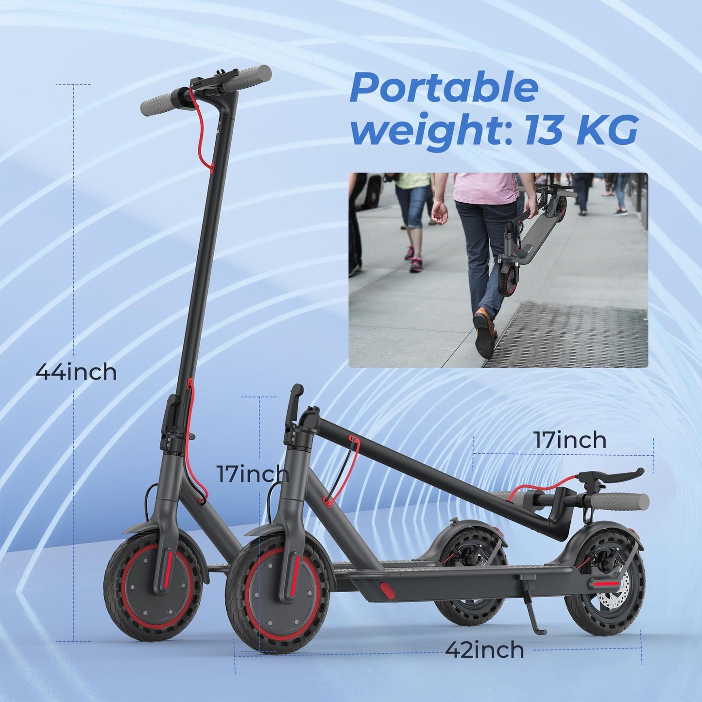 Electric Scooter - 8.5'' Solid Tires, 350W Motor, Up To 19 Mph And 21 Miles Long-Range Portable Foldable Commuting Scooter For A