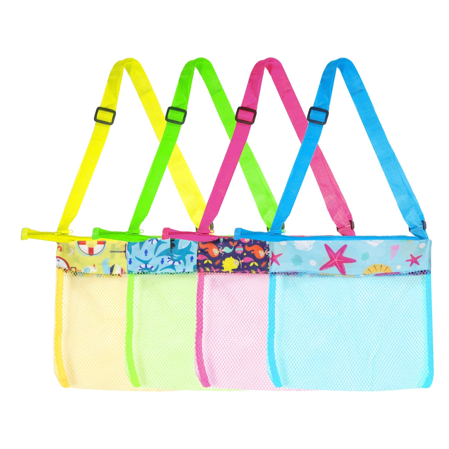 Brmdt Kids Beach Bag Seashell Bag For Beach Vacation, Mesh Shell Bags For Picking Up Shells, 8.7'' Mesh Bags For Holding Sunglas
