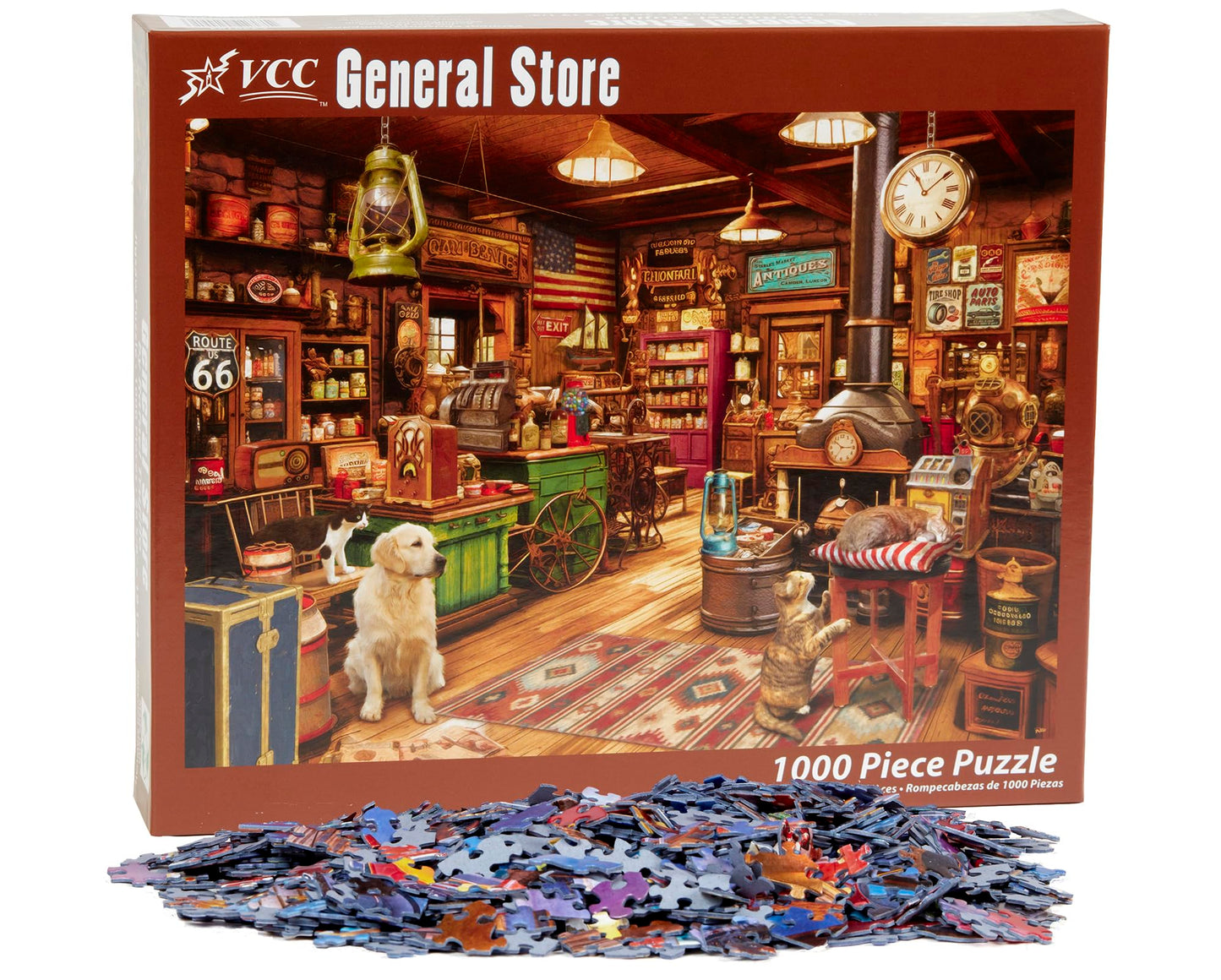 Vermont Christmas Company 1000 Piece Jigsaw Puzzle - Fully Interlocking, Randomly Shaped, 26 5/8" x 19 1/4", Puzzle Board, Model VC