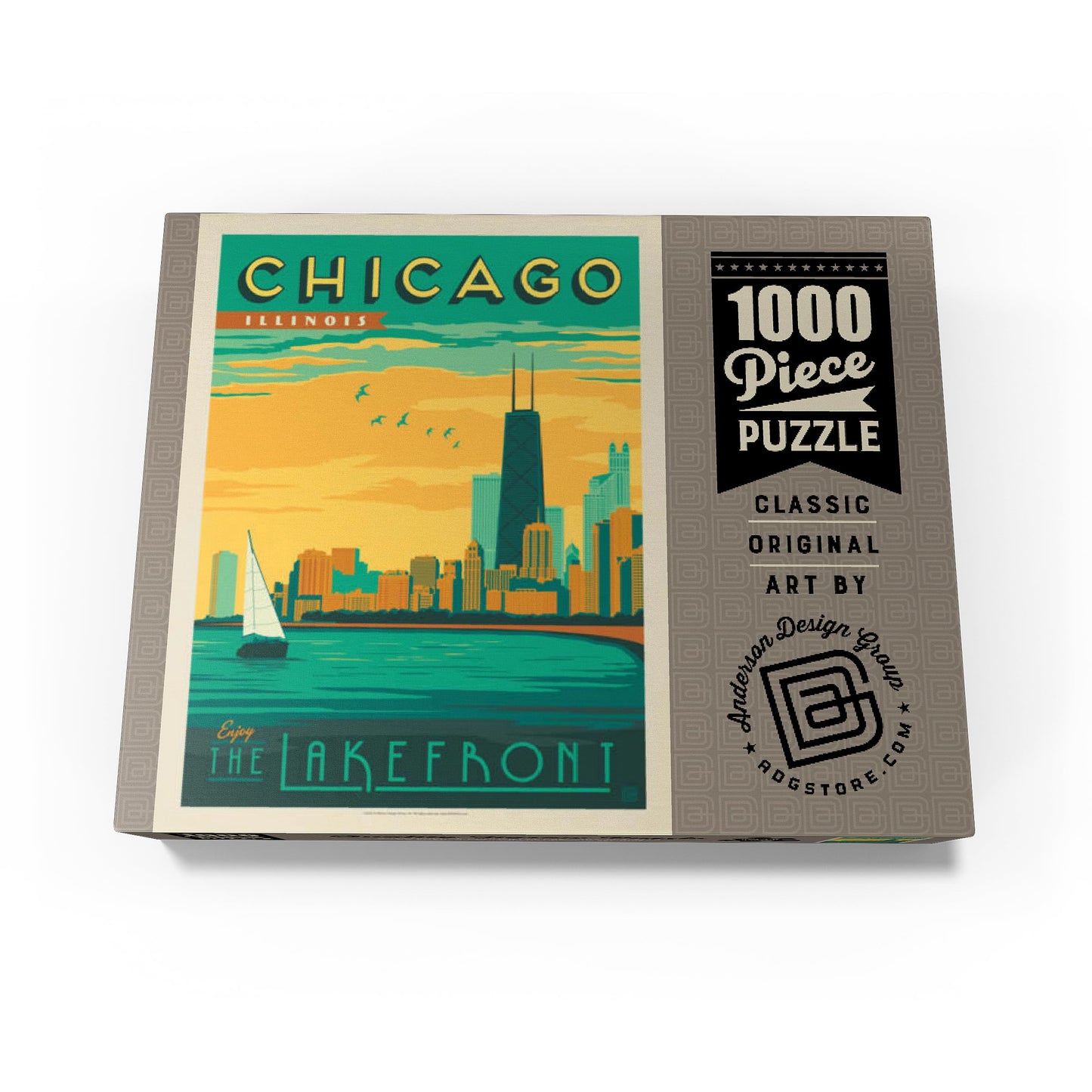 Mypuzzle Chicago: Lakefront, Vintage Poster - Premium 1000 Piece Jigsaw Puzzle For Adults
