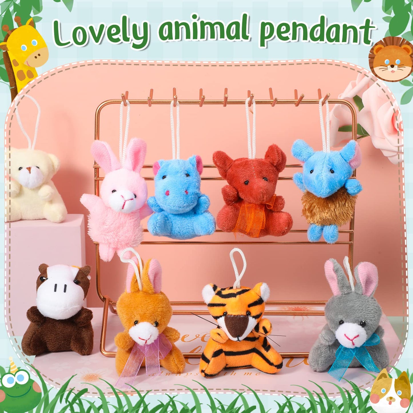 150 Pcs Mini Stuffed Animal Toys Bulk Keychain Decoration Small Plush Animal 2.4 In Tiny Small Animal Toys Small Animal Plush To