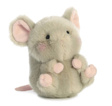 Aurora® Round Rolly Pet™ Frisk Mouse™ Stuffed Animal - Adorable Companions - On-The-Go Fun - Gray 5 Inches
