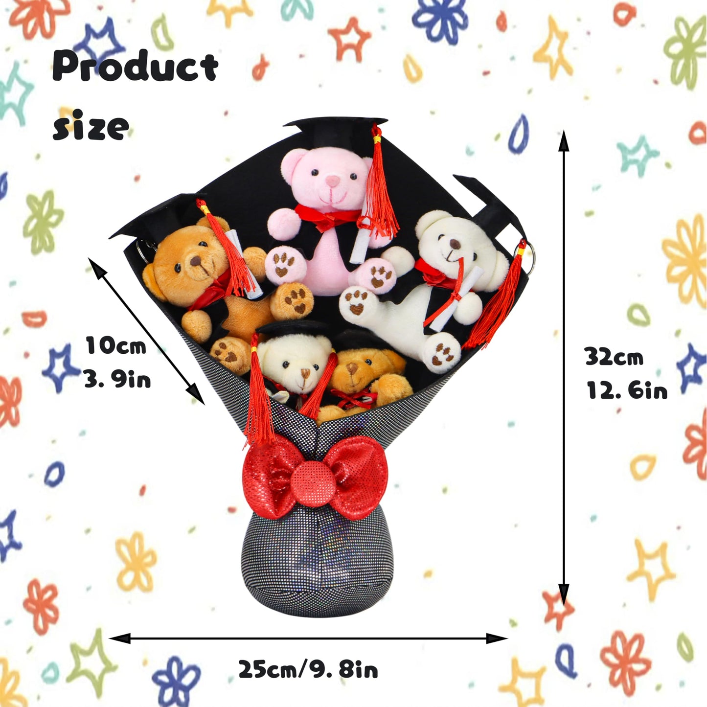 Tiralia Graduation Plush Bouquet - Set Of 5 Adorable Stuffed Animals - Perfect For Graduation Gifts, Commencement Ceremonies, Sc