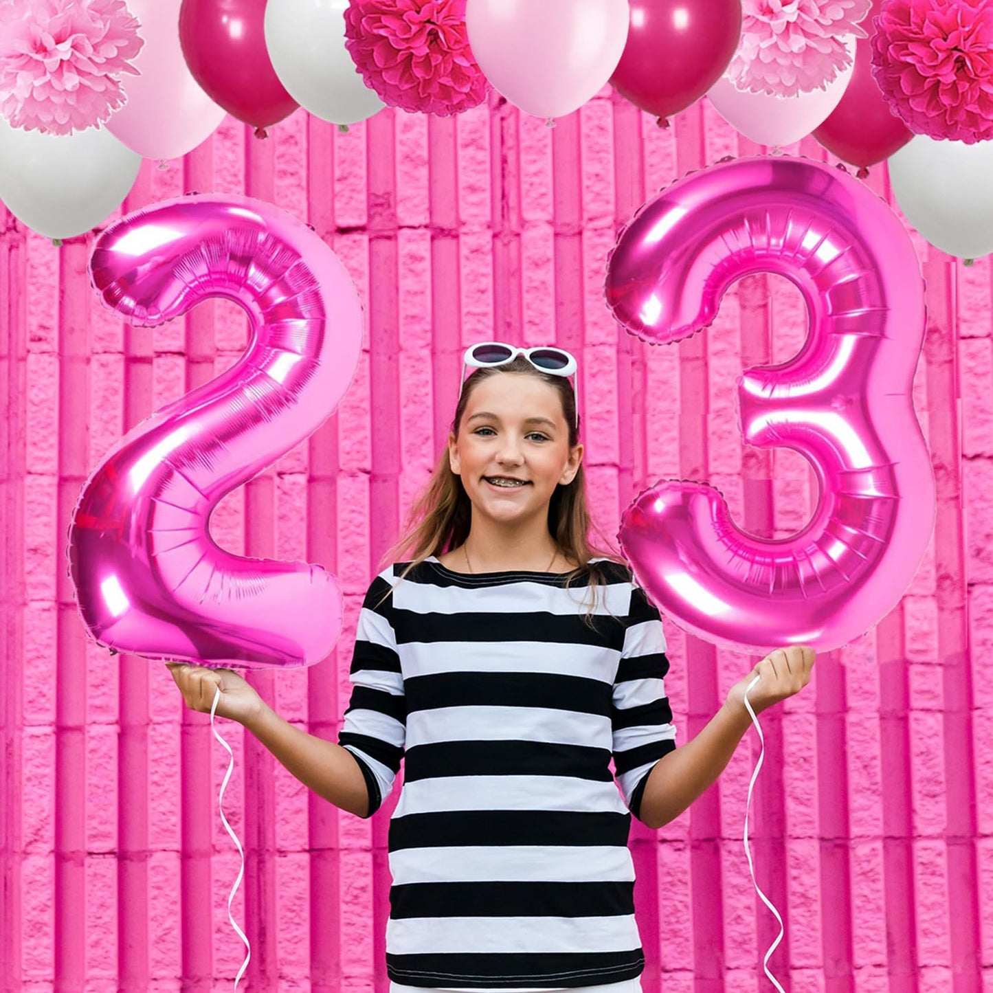 Sweet 37Th Birthday Decorations For Women, Pink And White 37 Happy Birthday Balloons, 37Th Birthday Party Supplies Including Pin