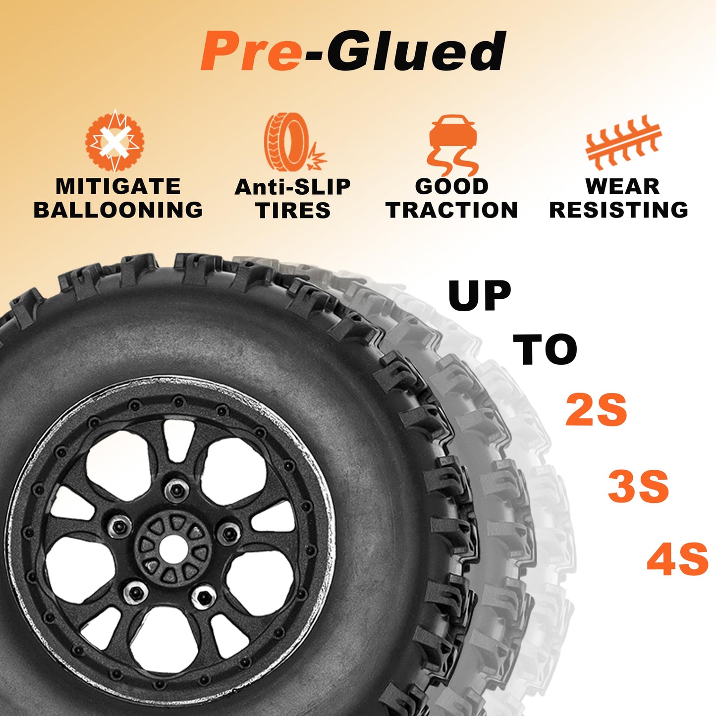RC Station 12mm Hex RC Wheels and Tires 4PCS 1/10 Scale RC Short Course Truck Tires for 4x4 2WD Traxxas Slash Arrma Senton Tires