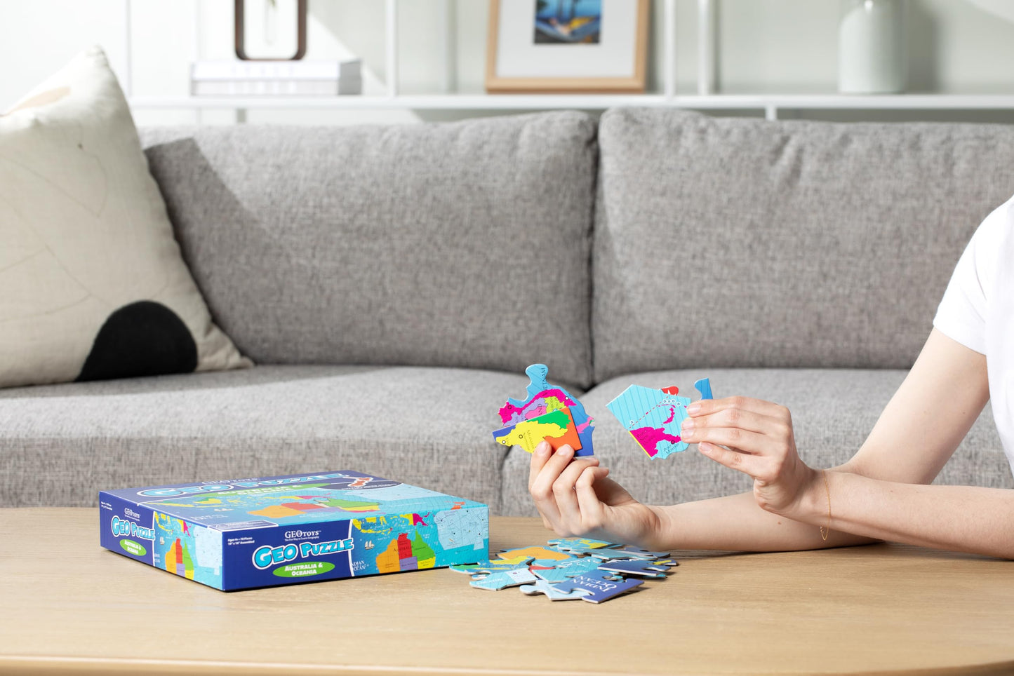 Geotoys Geopuzzle, Australia & Oceania Shaped Jigsaw Puzzles, 70 Pc Geography Puzzle, Geography Game, Map Puzzle - Jigsaw Puzzle
