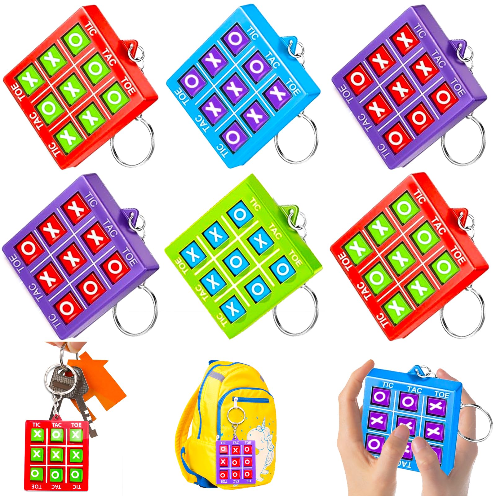 16 Pcs Tic Tac Toe Game Keychain Party Favors For Kids 4-8 8-12 Birthday Goodie Bags Stuffers Treasure Chest Prize Box Toys For Kids Classroom Rewards Return Gift Pinata Fillers Easter Basket Stuffers