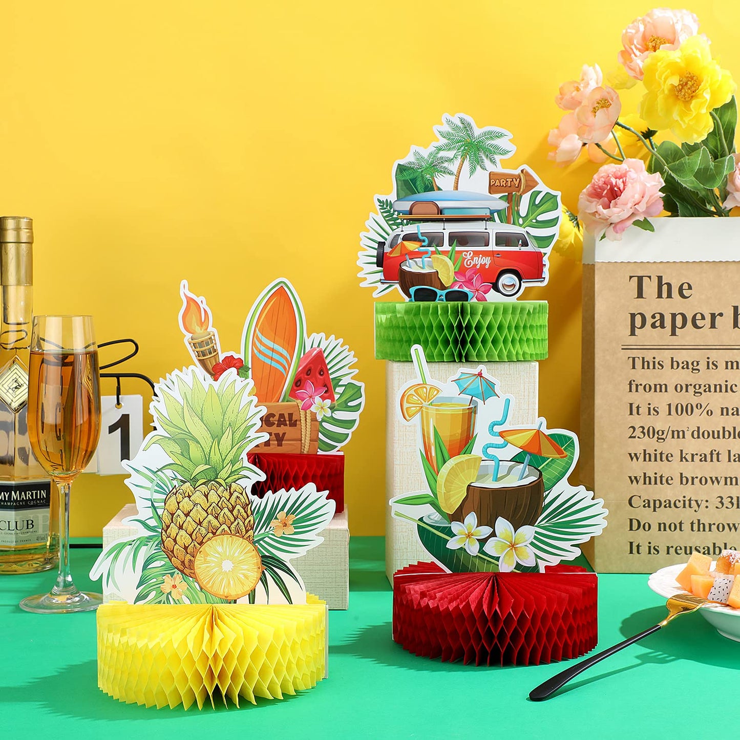 Waydress 9 Pcs Hawaiian Luau Party Decorations Margaritaville Tropical Centerpieces for Tables 6.9 x 8.5 Inches Hawaiian Honeyco