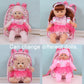 Haveahug 13'' Soft Baby Doll With Take Along Pink Doll Backpack Carrier, 6 Piece Play Set With Bottle & Accessories(Pink)