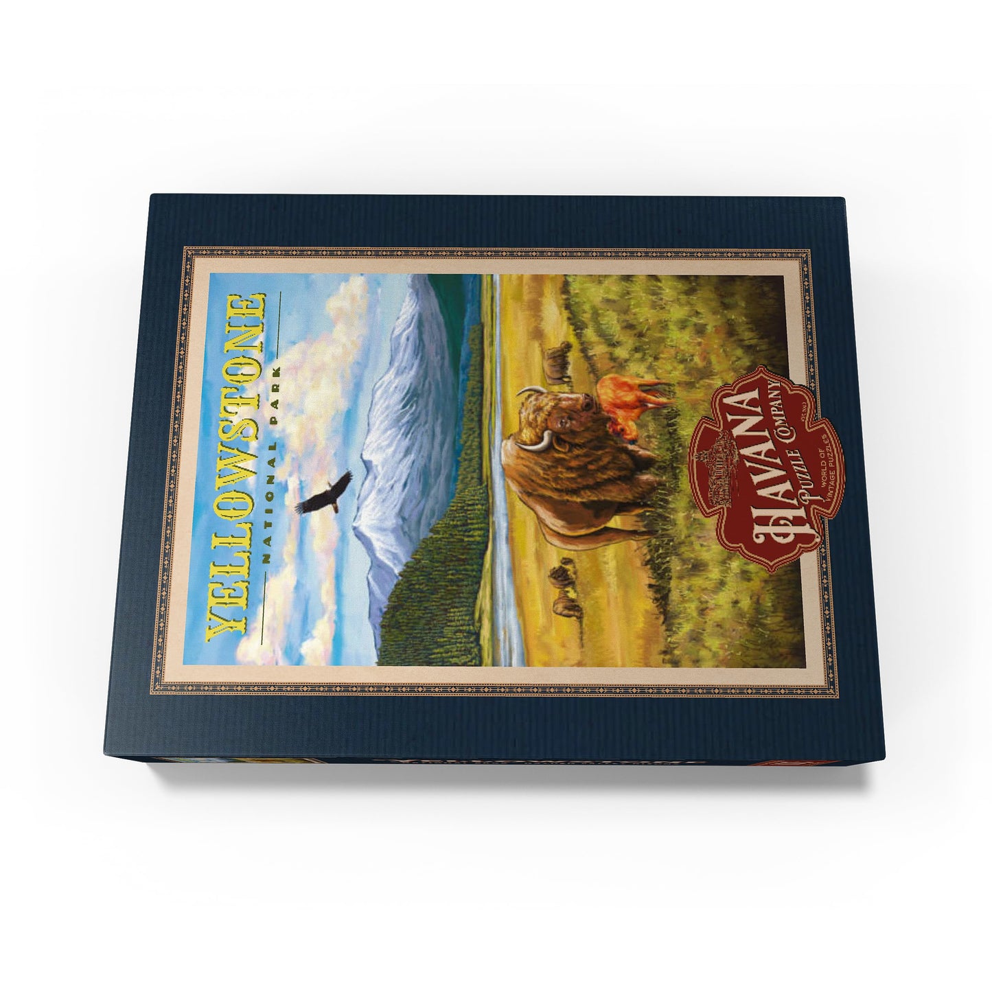 Mypuzzle Yellowstone National Park - Hayden Valley Bisons, Vintage Travel Poster - Premium 100 Piece Jigsaw Puzzle For Adults
