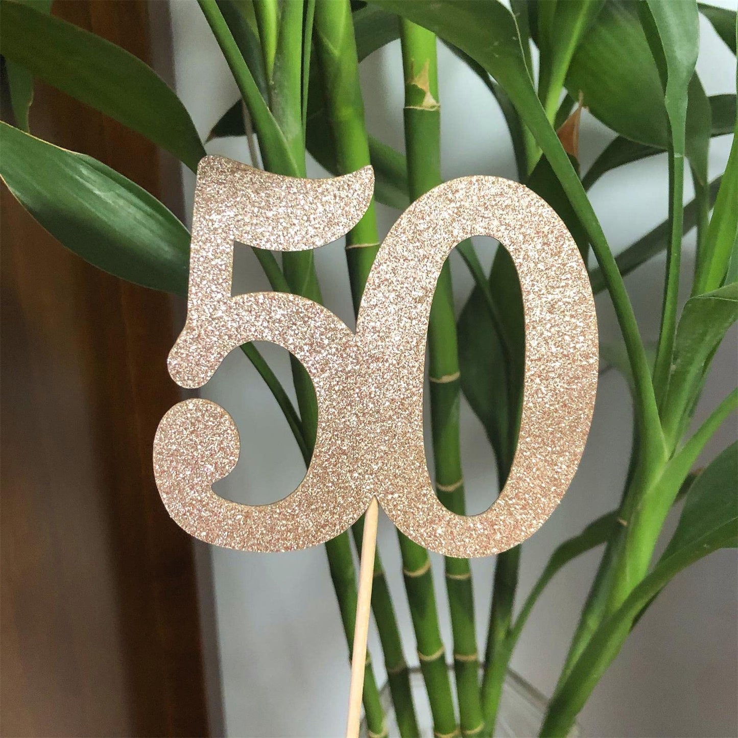 10-Pack Double Sided Glitter 50Th Birthday Centerpiece Anniversary Centerpiece Sticks, Number 50 Table Topper Cake Topper For 50