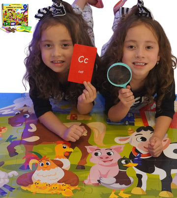 I Spy Number Puzzle With Flashcards And Magnifying Glass 2Ft X 3Ft-Large 48 Piece Candy Land Jumbo Floor Puzzles For Kids Ages 3