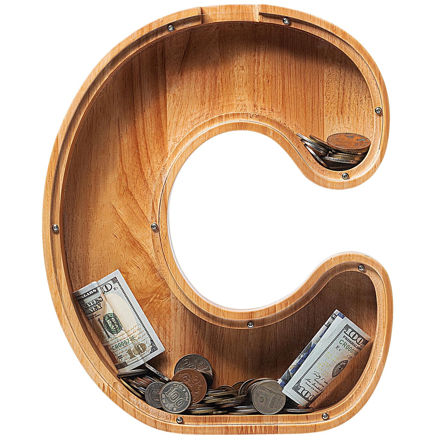 Sulevalt 12' Extra Large Wooden Letter Piggy Banks - Piggy Banks For Boys Girls Kids, Alphabet Money Banks With Initial C - Coin Banknote Bank Birthday/Christmas For Kids