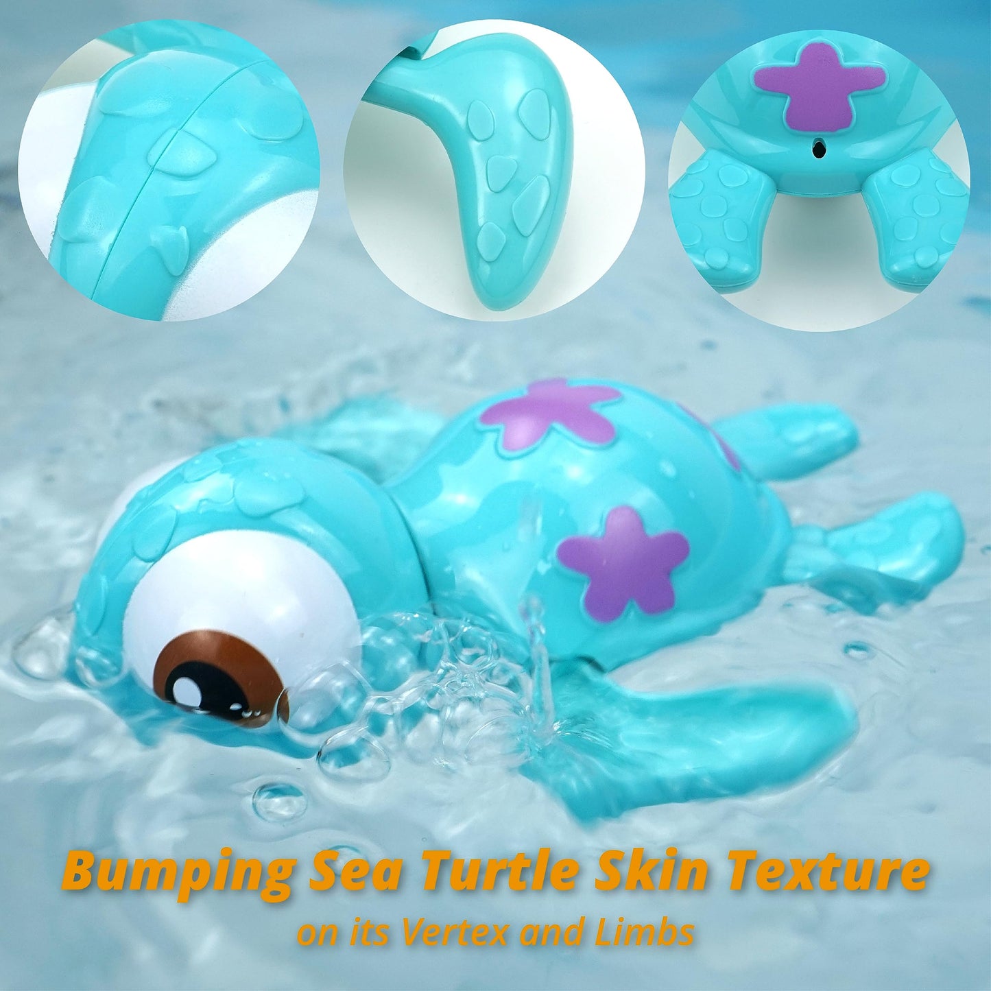 Duckboxx Xx Bath Toys Wind Up Swimming Sea Turtles For Kids 18M+ (Blue)