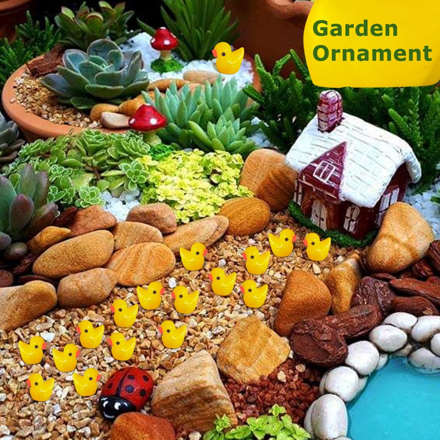 Arcimatto 240 Pack Mini Ducks Tiny Resin Duck Bulk, Decor Duck Figures For Miniature Dollhouse Decor Garden Aquarium Potted Orna