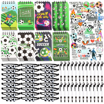 172 Pieces Soccer Party Favors Set, 24 Pieces Soccer Ball Pens 24 Pieces Soccer Bracelets 24 Pieces Soccer Mini Notepads 100 Pie