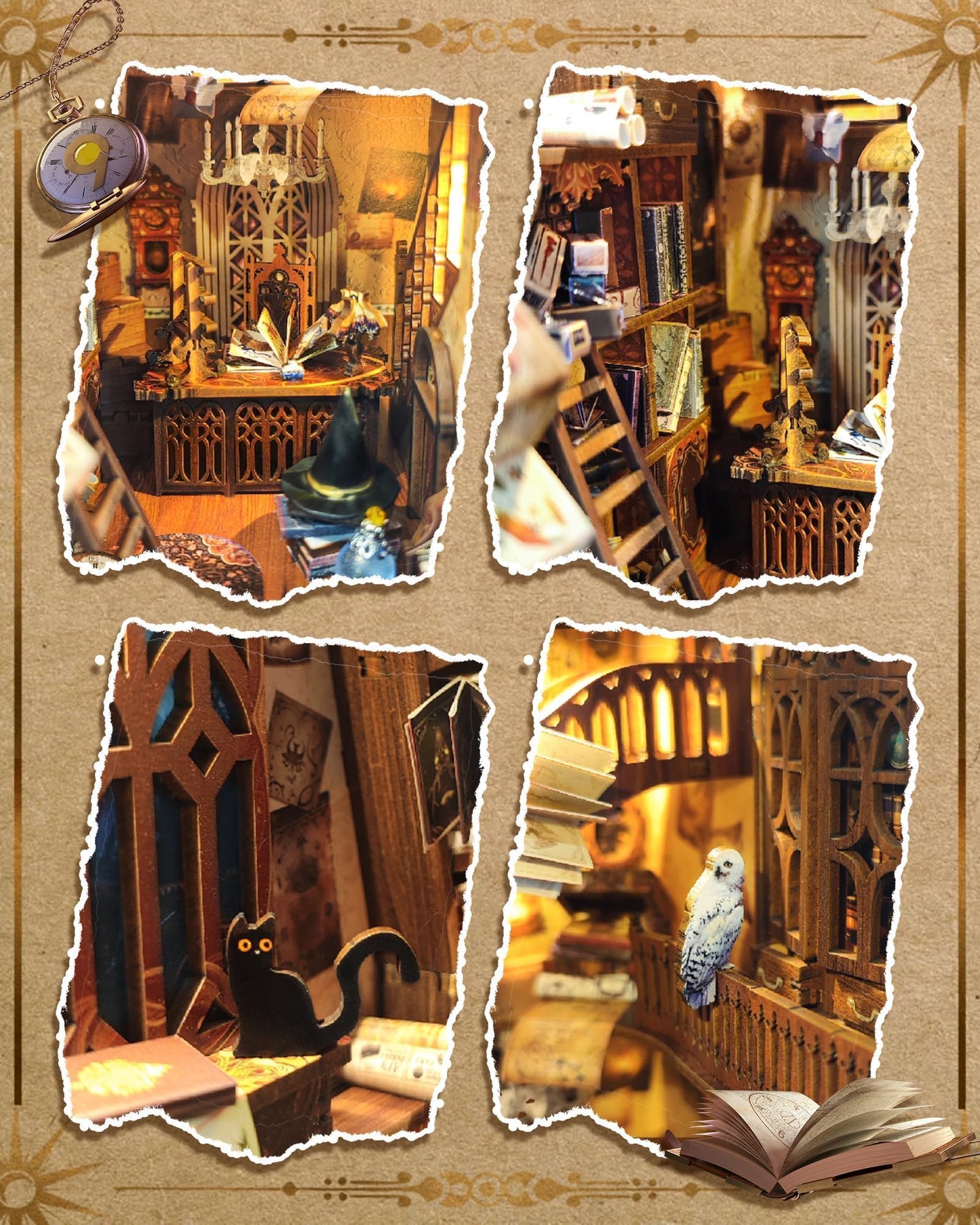 Criolpo Book Nook Kit - Diy Doll House Wooden Miniature House Kit, Book Nook Miniature Kit For Adults Teens, 3D Wooden Puzzle Bo