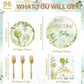 G1ngtar Welcome Baby Greenery Baby Shower Party Plates Supplies- Serves 24-96Pcs Sage Green Balloon Party Tableware Decorations