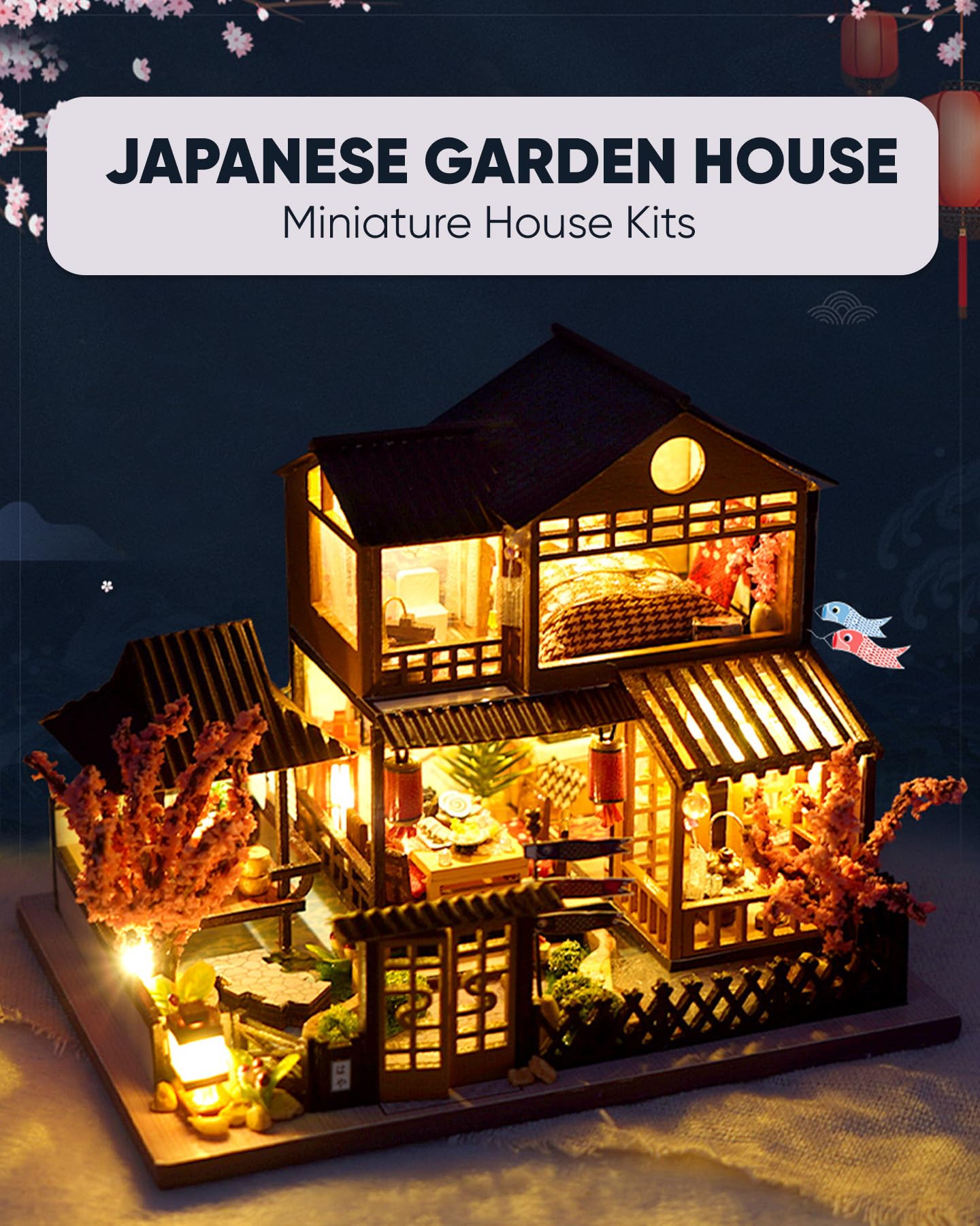 DIY Miniature House Kit  Mini House Kit for Beginners  Mayberry Street Miniatures  Model Building Craft Diorama Kit  Ideal Gifts for Birthday  Christmas(Japanese Garden House)
