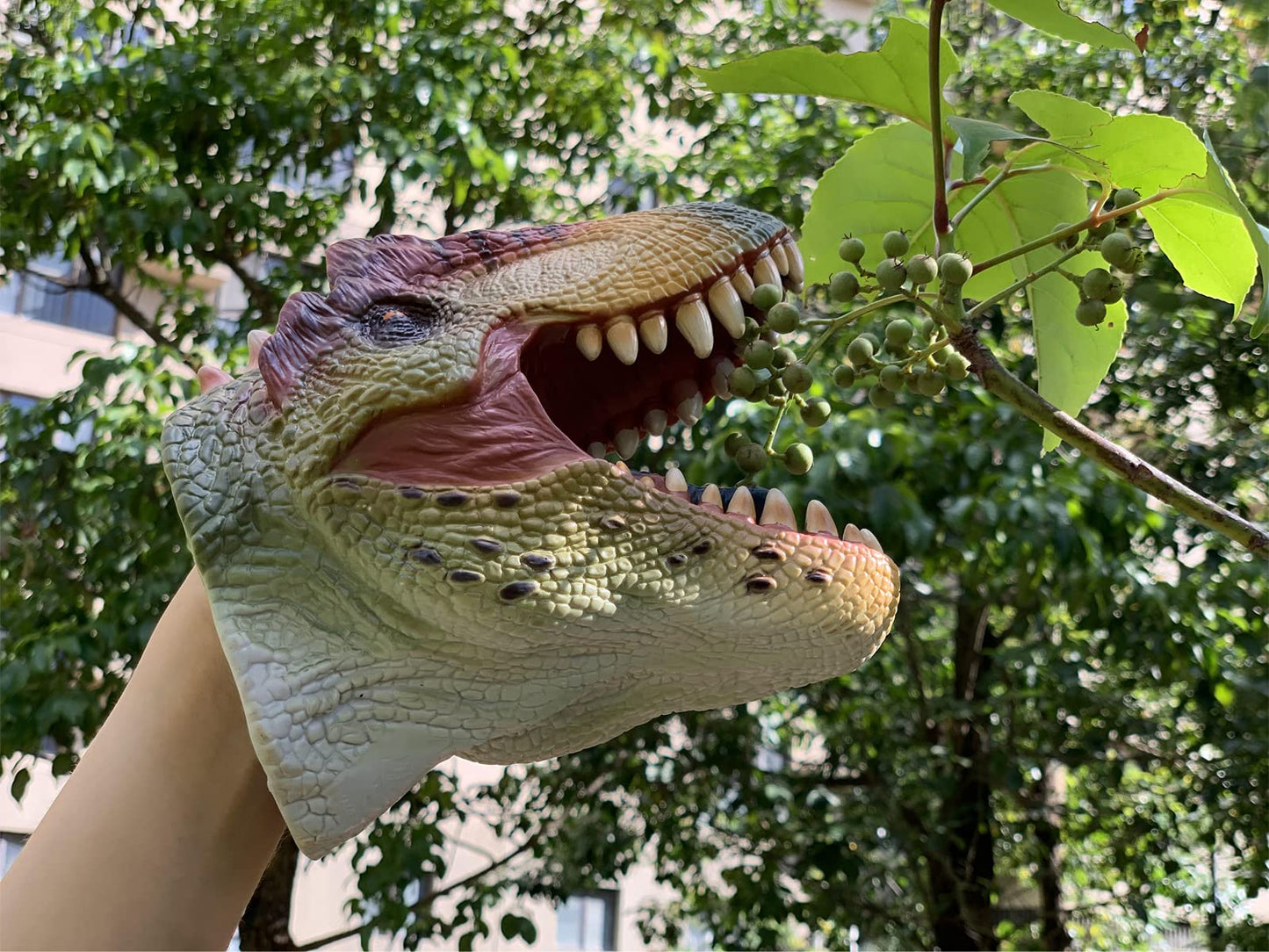 Gemini&Genius Dinosaur Hand Puppets Scary Toys Soft Rubber Animal Head Puppets Swimming Pool Beach Bathing Role Play Toys For Ki