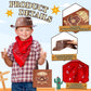 Geetery 36 Pcs Cowboy Hat Western Bandana Treat Bags Set Plastic Cowboy/Cowgirl Themed Party Hats Western Costume Accessories(Br