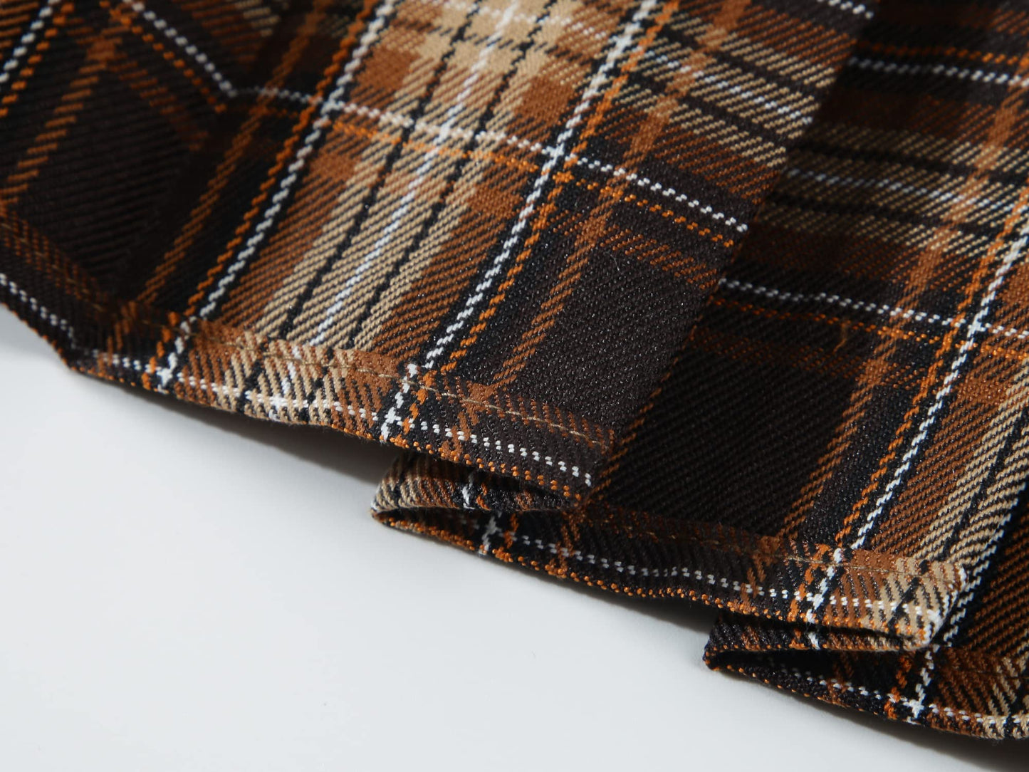 Girlss Short Pleated Plaid Costumes Skirt(Dark Brown Mixed White,Small)