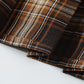 Womens Short Pleated Plaid Costumes Skirt(Dark Brown Mixed White,3XL)