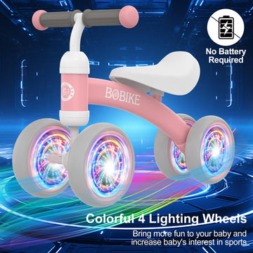 Baby Balance Bike Toys For 12-36 Months Kids Toy Boy And Girls Gifts Toddler Best First Birthday Gift Children Walker No Pedal Infant 4 Wheels Bicycle (Colorful, Pink-Light)