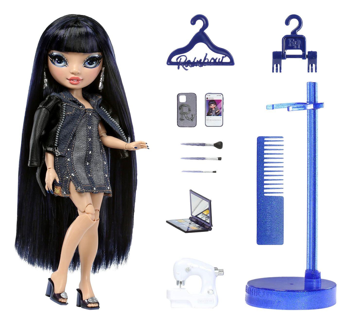 Rainbow High Kim Denim Blue Fashion Doll with 10+ Accessories - Ideal Gift for Kids 4-12 Years Old, Model 583158EUC