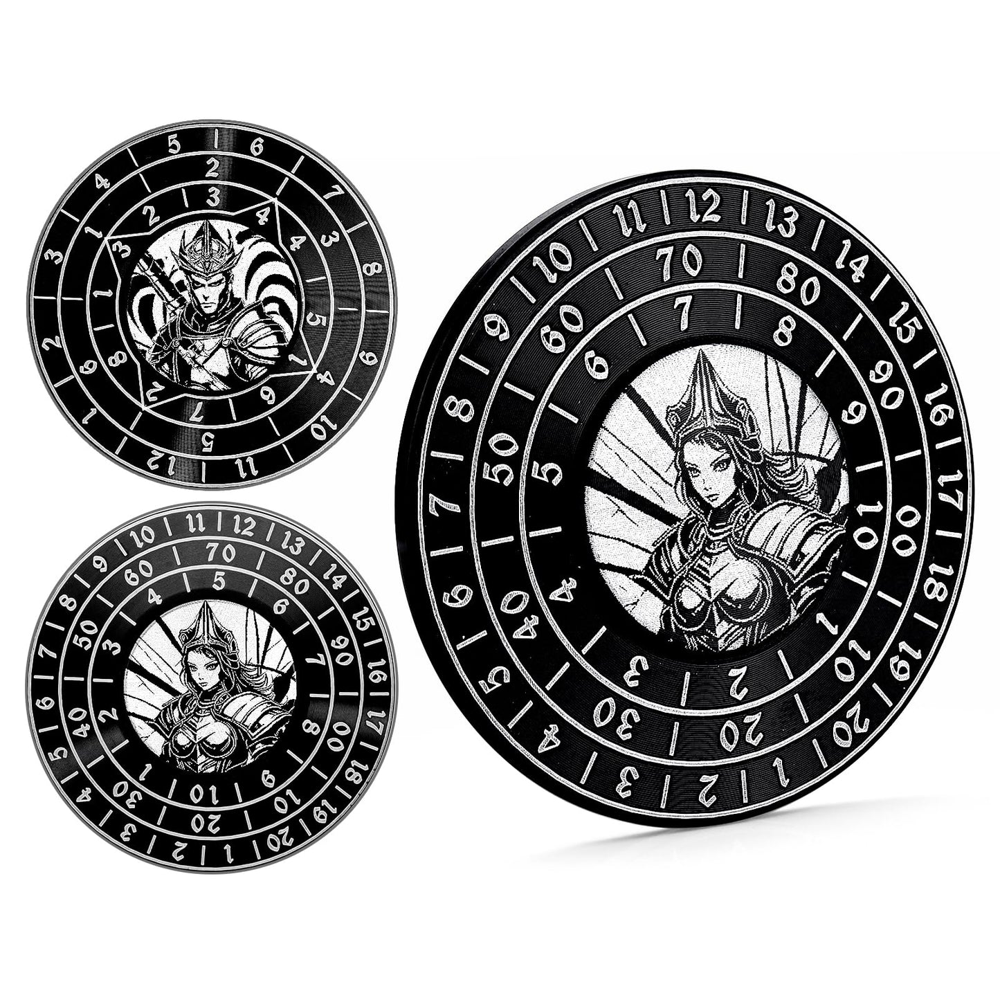 PJOY 7-in-1 Metal DND Spinner Dice Set - Black - Built-in D4, D6, D8, D10, D12, D20 for Dungeons & Dragons Gifts