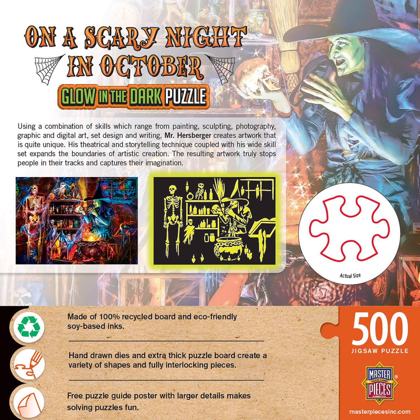 Baby Fanatics MasterPieces 500 Piece Glow in The Dark Halloween Jigsaw Puzzle - A Dark Brew - 15x21