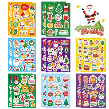 16 Sheets Christmas Stickers For Kids, Merry Christmas Theme Stickers Non-Repeating, Xmas Winter Holiday Party Stickers, Christm