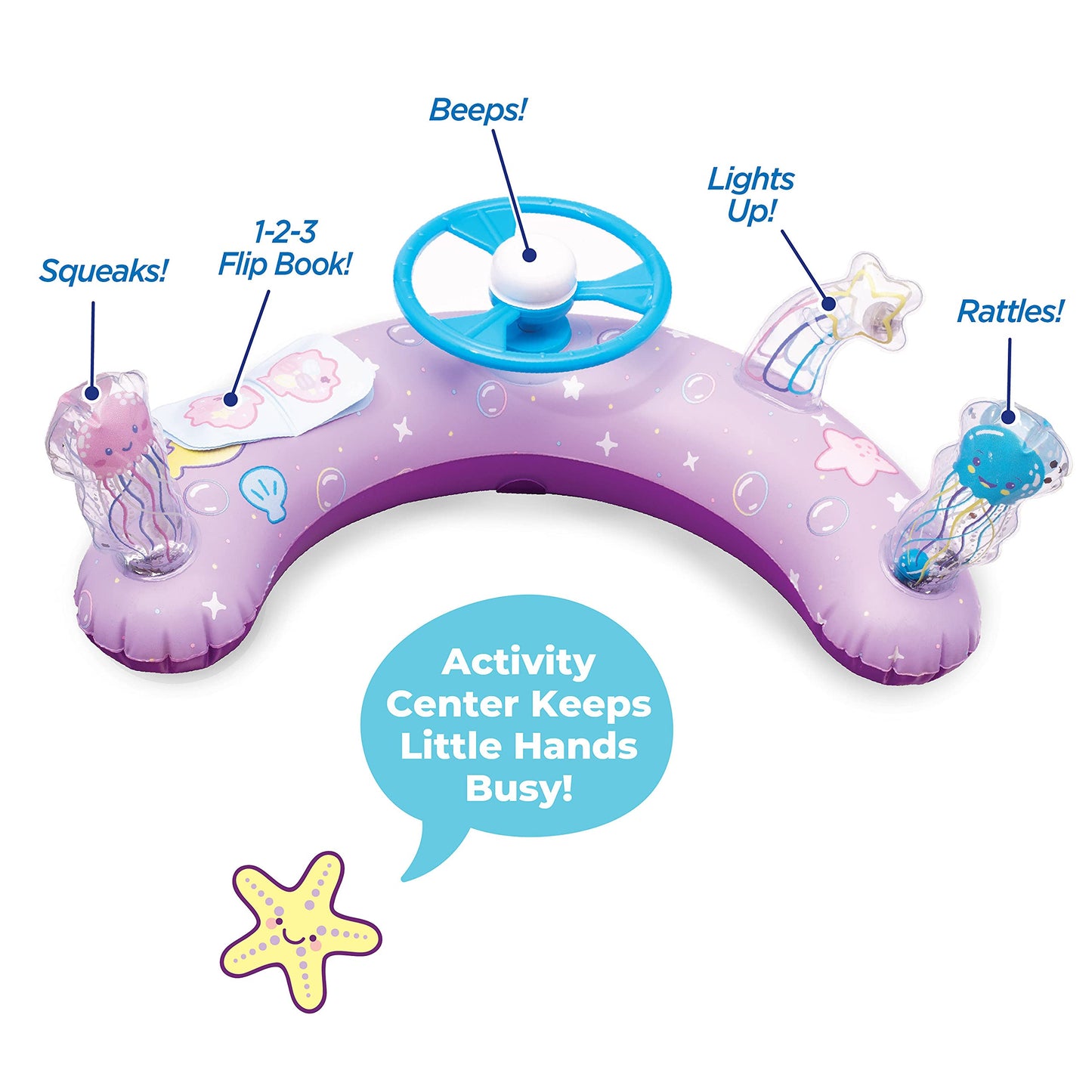 Swimschool Baby Pool Float With Adjustable Canopy - 6-24 Months - Includes 5-Toy Interactive Play Console Safety Seat - Pink