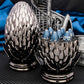 ARUOHHA DND Metal Dice Black Blue Dragon Egg Dice with Rotating Dragon Egg Shell, Dungeons and Dragons Role Playing Game RPG D&D