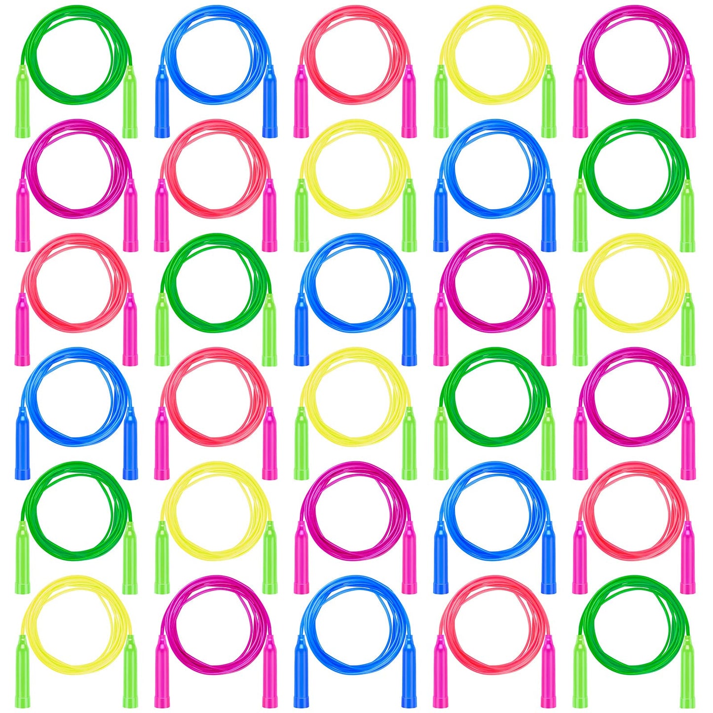 Aneco 30 Pack Kids Jump Rope Set 7.3 Feet Outdoor Jump Ropes Colorful Kids Jumping Ropes Great Sports Activities Birthday Party Favors Gifts
