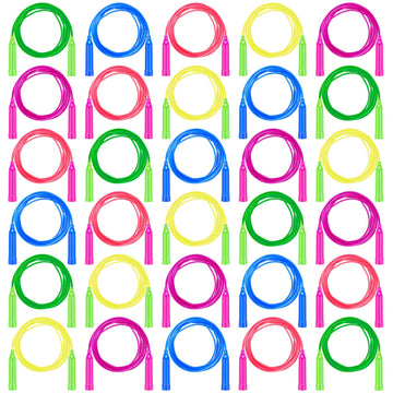 Aneco 30 Pack Kids Jump Rope Set 7.3 Feet Outdoor Jump Ropes Colorful Kids Jumping Ropes Great Sports Activities Birthday Party Favors Gifts