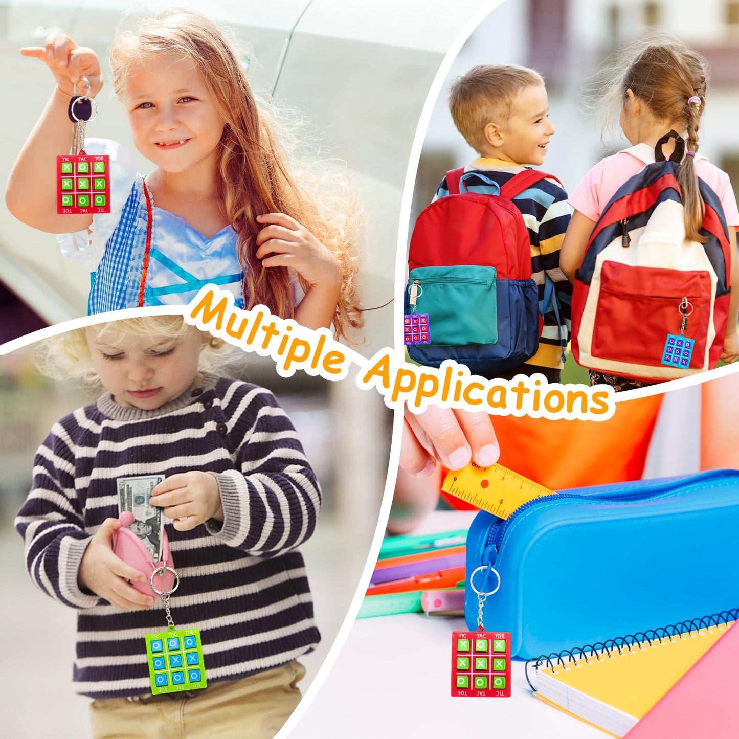 16 Pcs Tic Tac Toe Game Keychain Party Favors For Kids 4-8 8-12 Birthday Goodie Bags Stuffers Treasure Chest Prize Box Toys For Kids Classroom Rewards Return Gift Pinata Fillers Easter Basket Stuffers