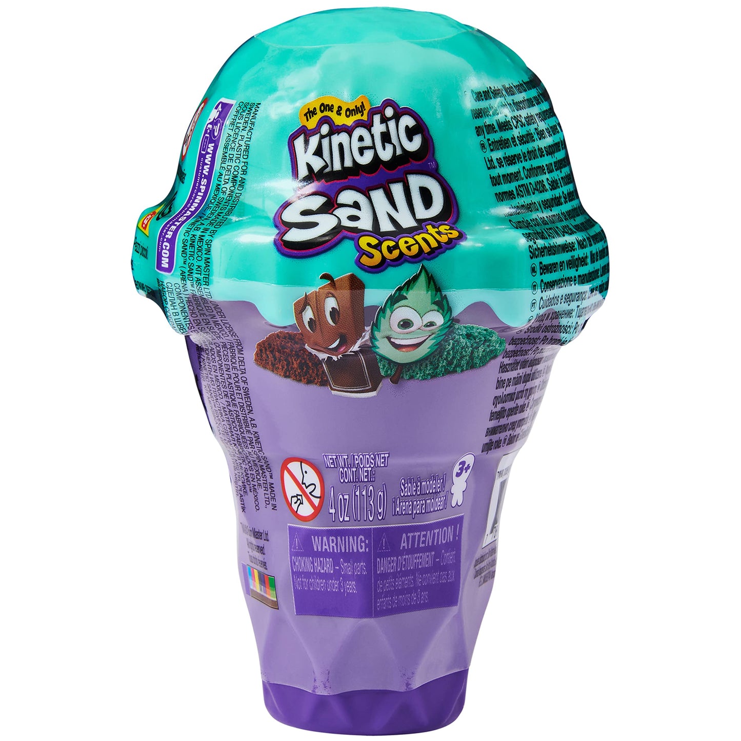 Kinetic Sand Scents, 4oz Ice Cream Cone Container with 2 Colors of All-Natural Scented (Styles May Vary)