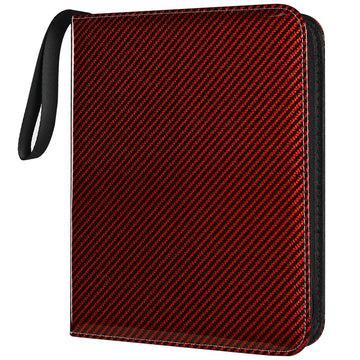 Card Binder for Toploaders  Portable 4 Pockets Trading Card Holder Albums for Sports  Trading  and Gaming Cards Red
