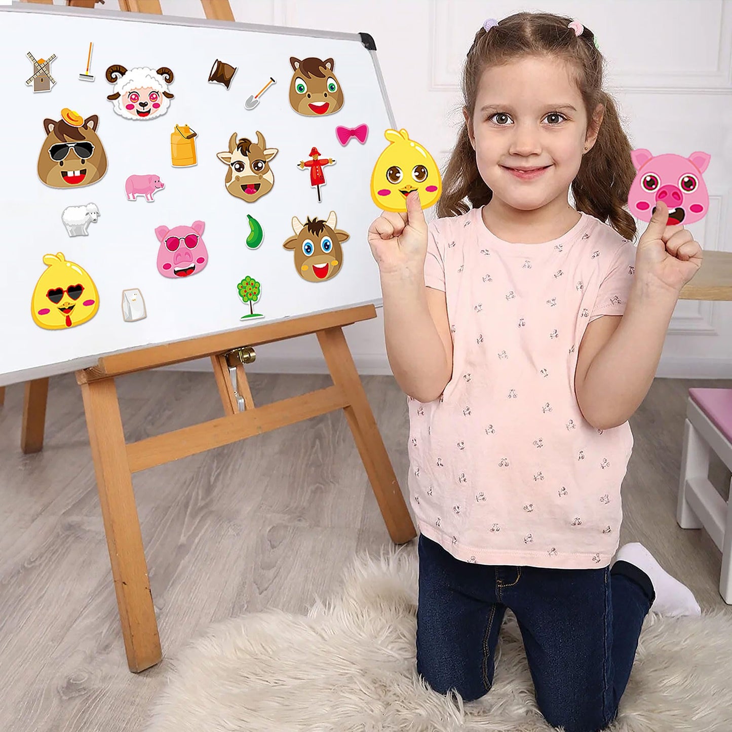 Dorgua Farm Themed Make-A-Face Sticker, Make A Farm Animals Stickers For Kids Boys, Diy Craft Stickers Make Your Own Pigs Cows S