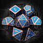 Haxtec Metal DND Dice Set Heavy D&D Dice for Dungeons and Dragons Pathfinder Roleplaying Table Games-Enamel Dice Copper Blue