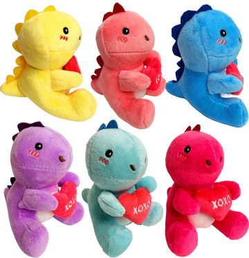 Rdogeia Valentines Day Gifts For Kids,6Pcs Cute Dinosaur Plush Toys,Dinosaur Stuffed Animals,Valentine Gift Exchange For Boys Gi