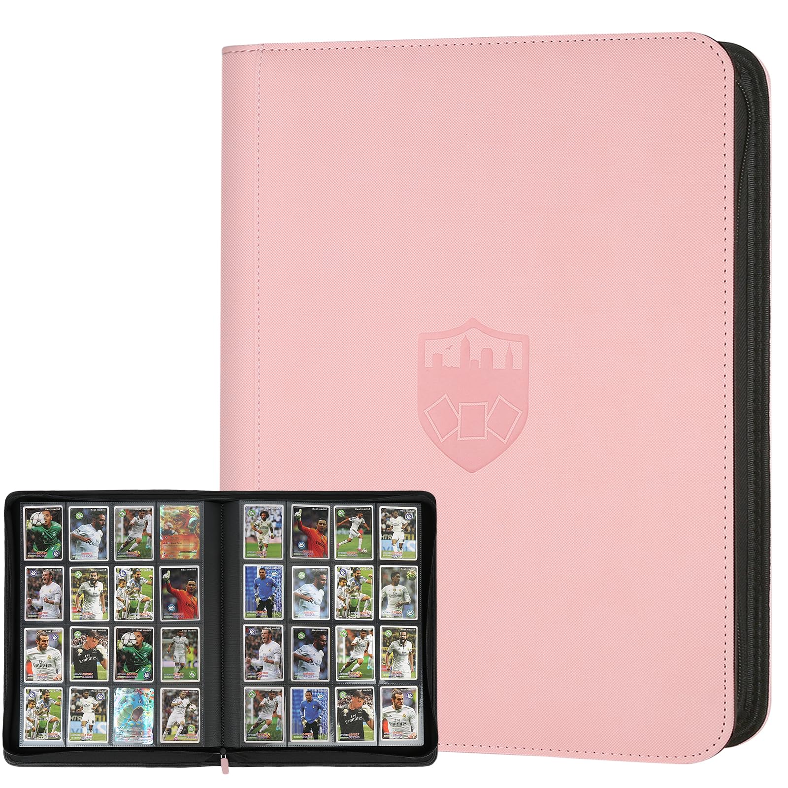 Trading Card Binder 16 Pocket  GERMUN PU Cover Card Binder for 1000+ Cards  enhanced Trading Card Holder Folders  Double Sided Pocket Card Album for MTG  TCG (Pink)
