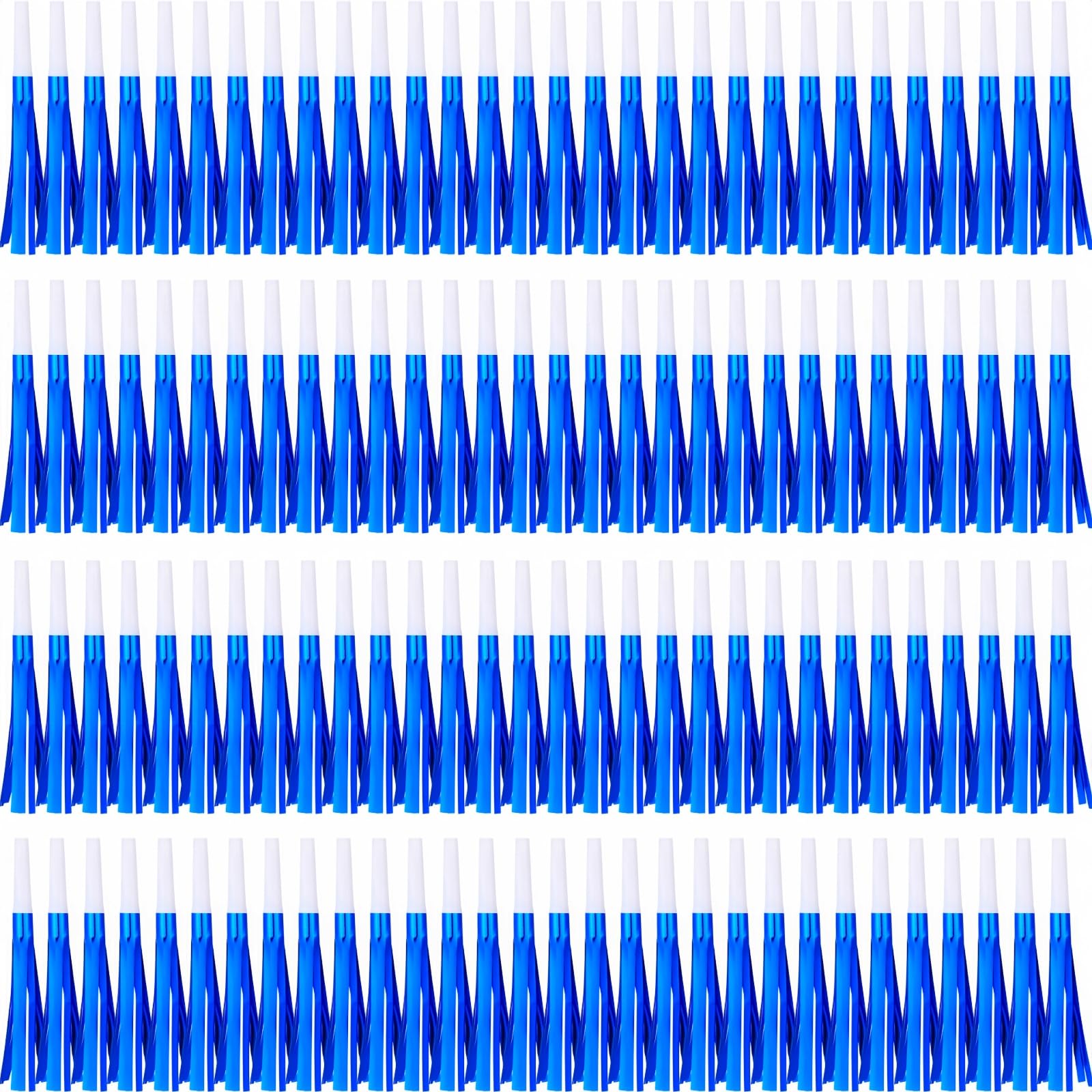 LCPQMZGH 120 Pcs Gold Noise Makers, Metallic Fringed Noise Makers for New Year Party Favor Supplies (Blue)